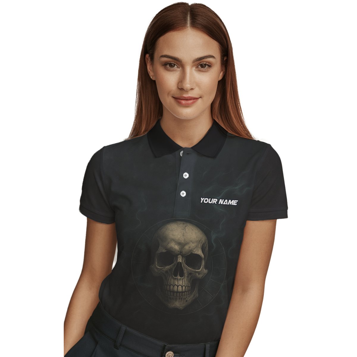 Personalized Dark Skull Zombie Dart Polo Shirt For Women B8029 additional image 3
