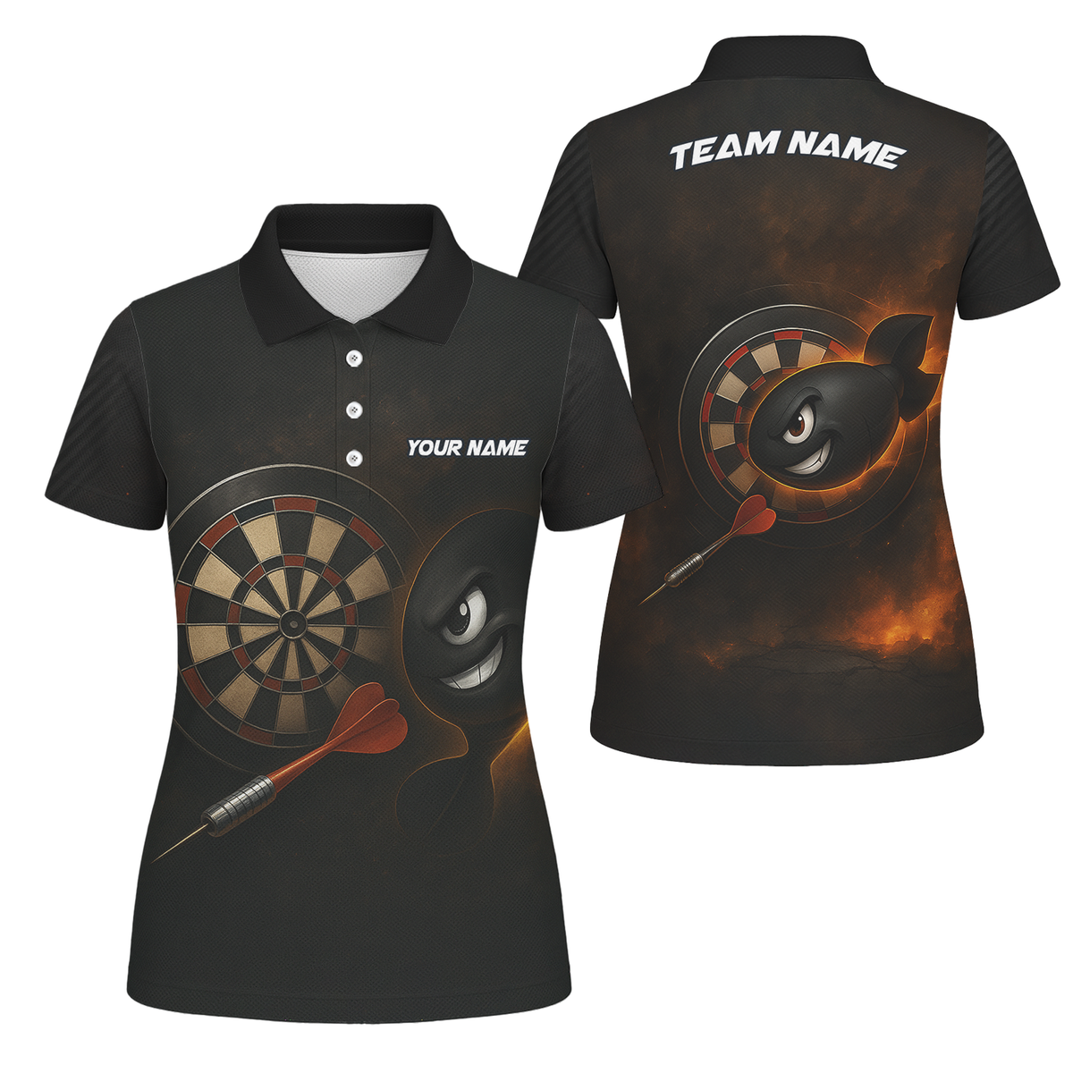 Personalized Dart Bomb Fire Explosion Black Dart Jersey Polo Shirt For Women P7113 main image - polo, Pocket No