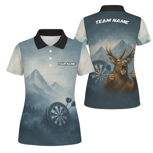 Personalized Dart Jersey Polo Shirt Deer Mountain Fog Custom Name Team For Women P5260 main image - polo, Pocket No