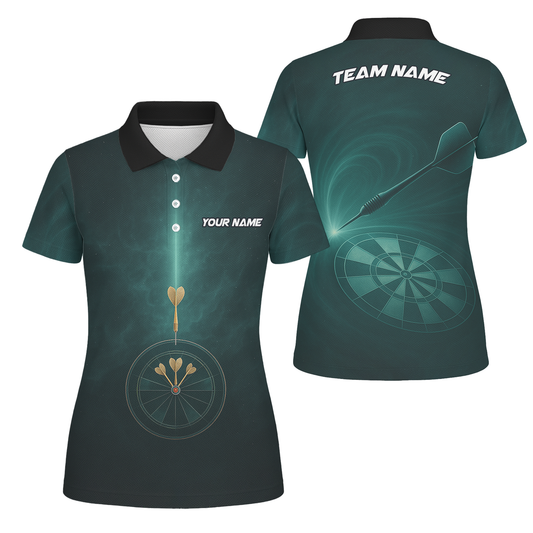 Personalized Dart Polo Shirt Dark Green Target Design Custom Name Team For Women C2180 main image - polo, Pocket No