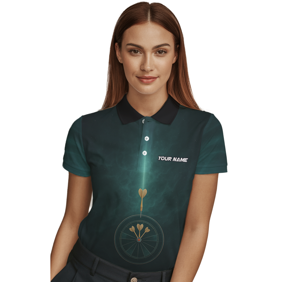 Personalized Dart Polo Shirt Dark Green Target Design Custom Name Team For Women C2180 additional image 3