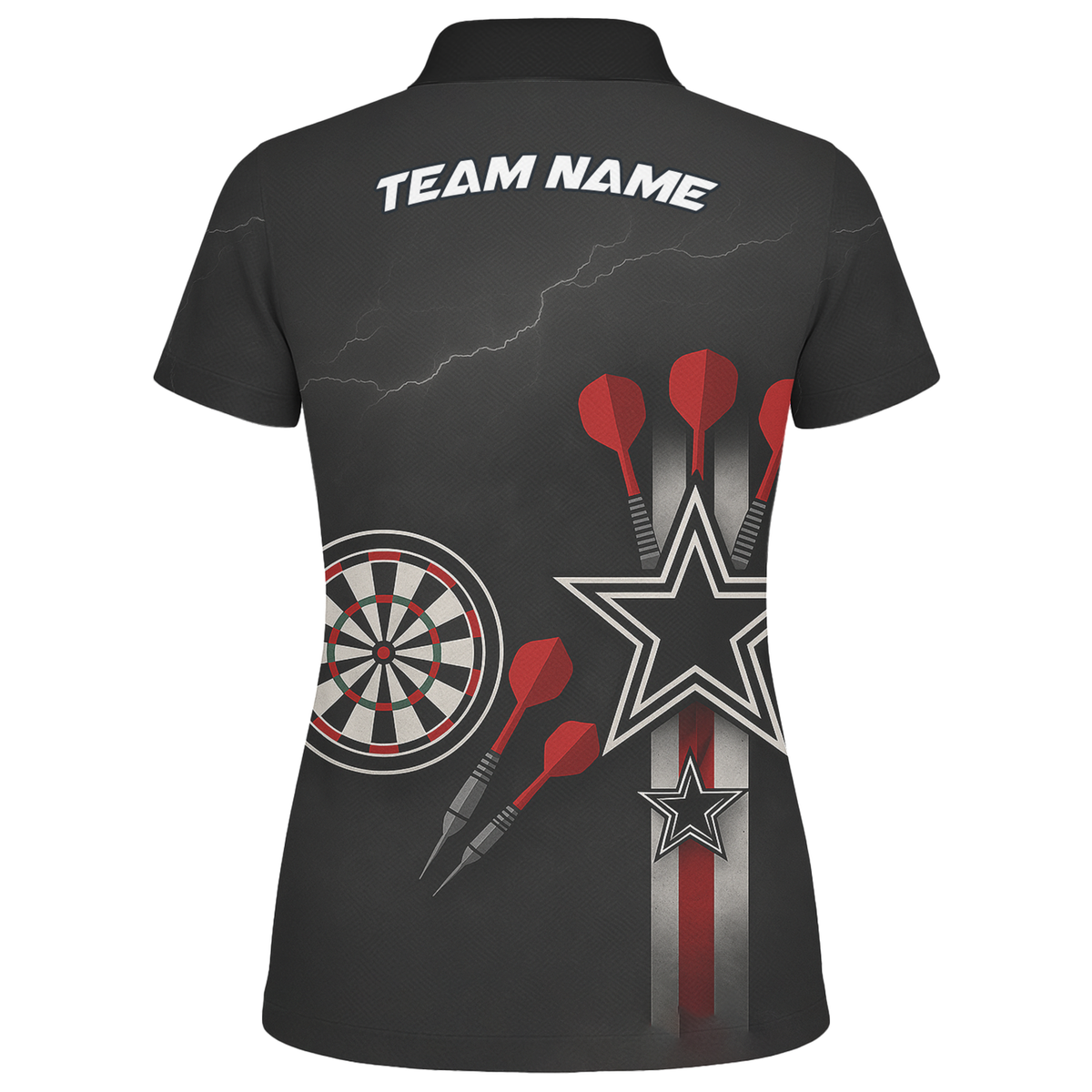 Custom Personalized Dart Polo Shirt Black Red White Stars Grunge Darts For Women H3323 additional image 2