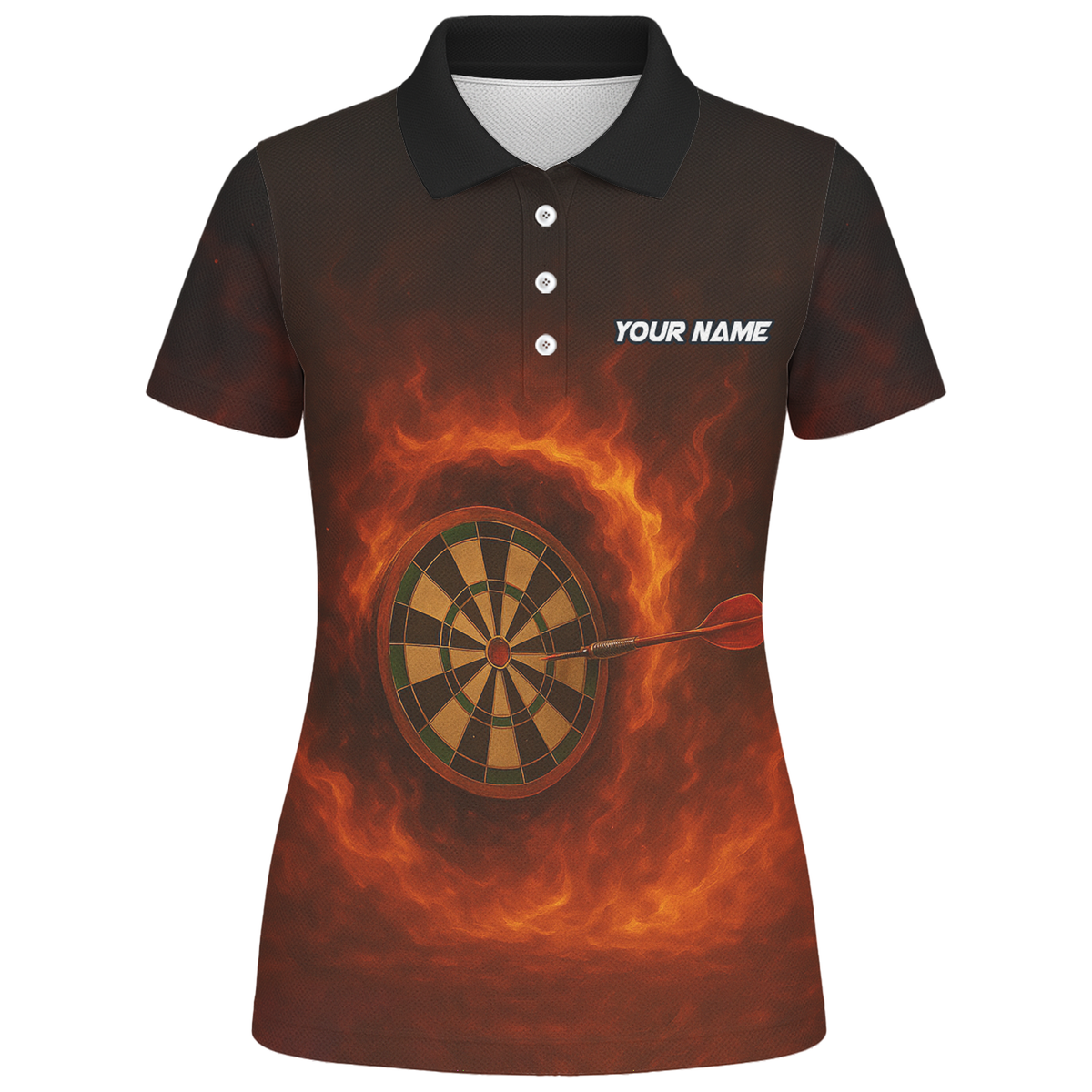 Personalized Fire Breathing Demon Dart Polo Shirt Black Red For Women W4636 additional image 1