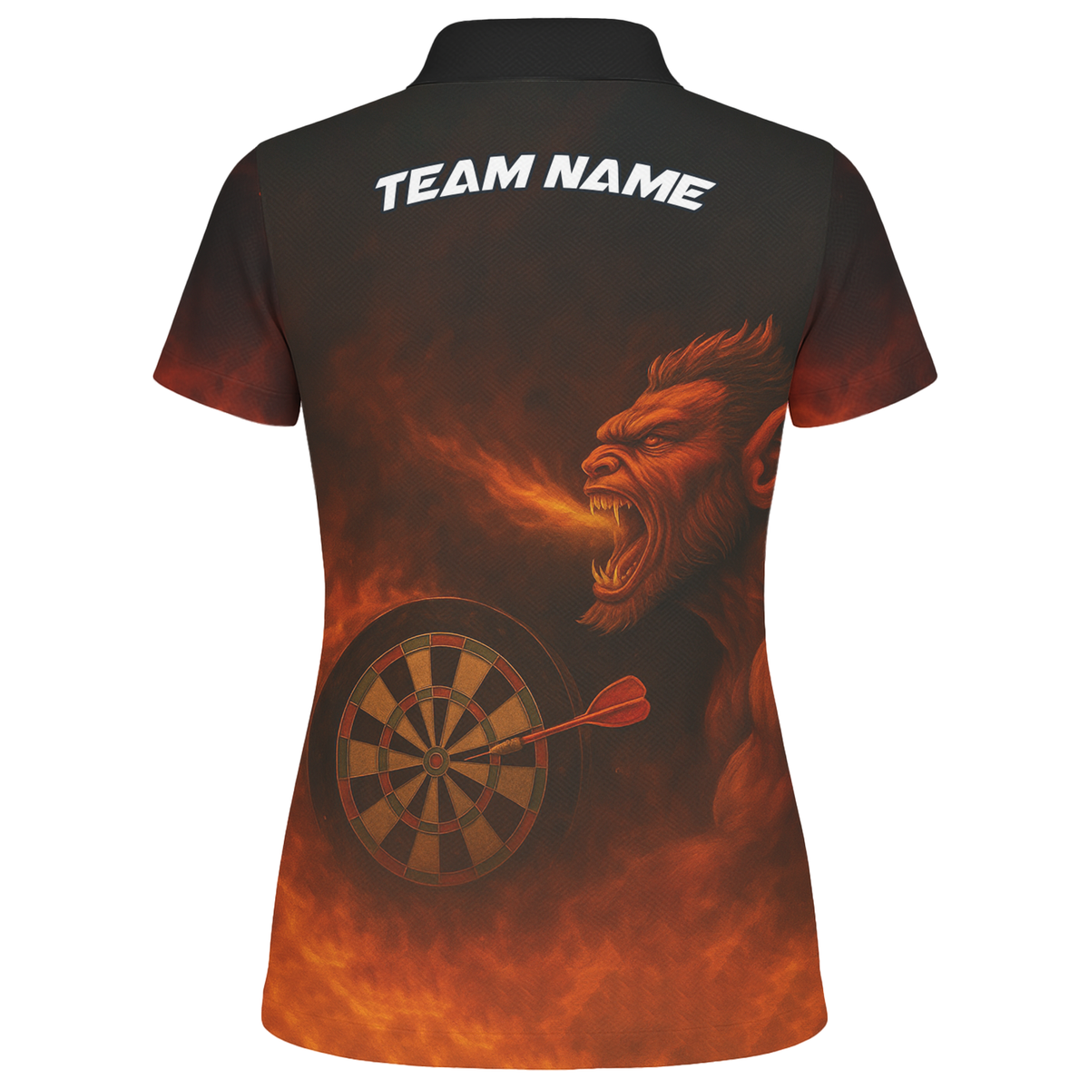Personalized Fire Breathing Demon Dart Polo Shirt Black Red For Women W4636 additional image 2