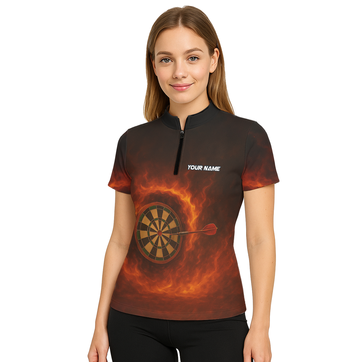 Personalized Fire Breathing Demon Dart Polo Shirt Black Red For Women W4636 additional image 5