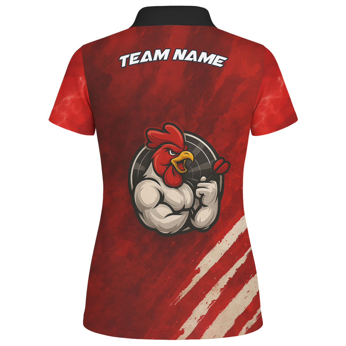 Personalized Funny Rooster Dart Polo Shirt Custom Team Name Red Black For Women K2283 additional image 2
