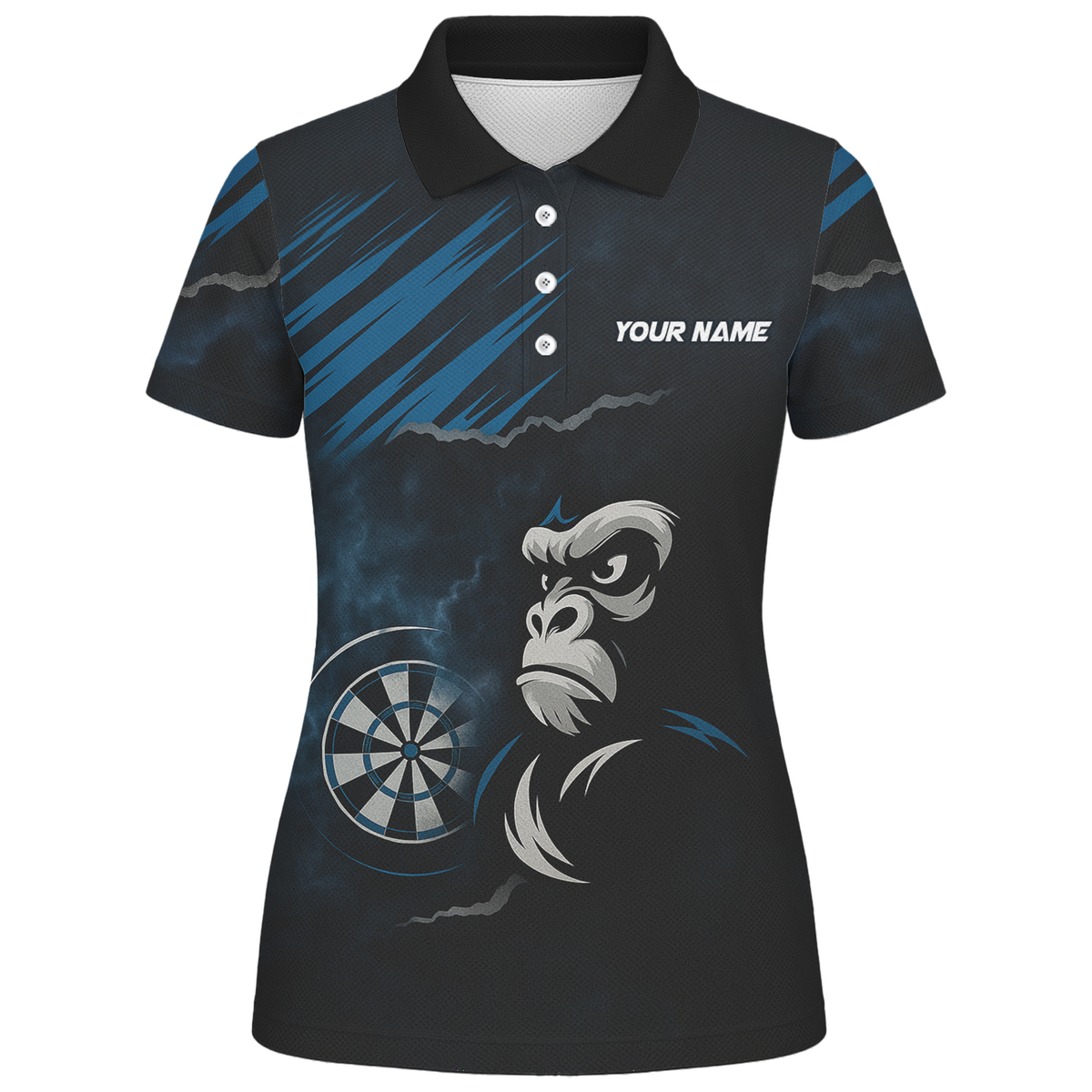 Personalized Gorilla Grunge Dart Polo Shirt Black Blue For Women Y4551 additional image 1