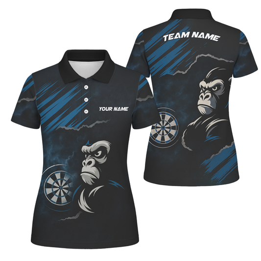 Personalized Gorilla Grunge Dart Polo Shirt Black Blue For Women Y4551 main image - polo, Pocket No