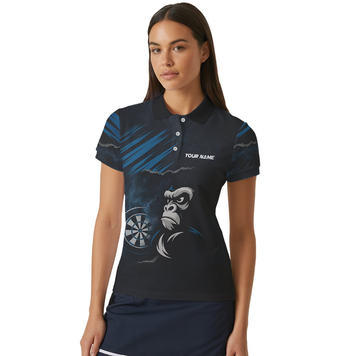 Personalized Gorilla Grunge Dart Polo Shirt Black Blue For Women Y4551 additional image 4