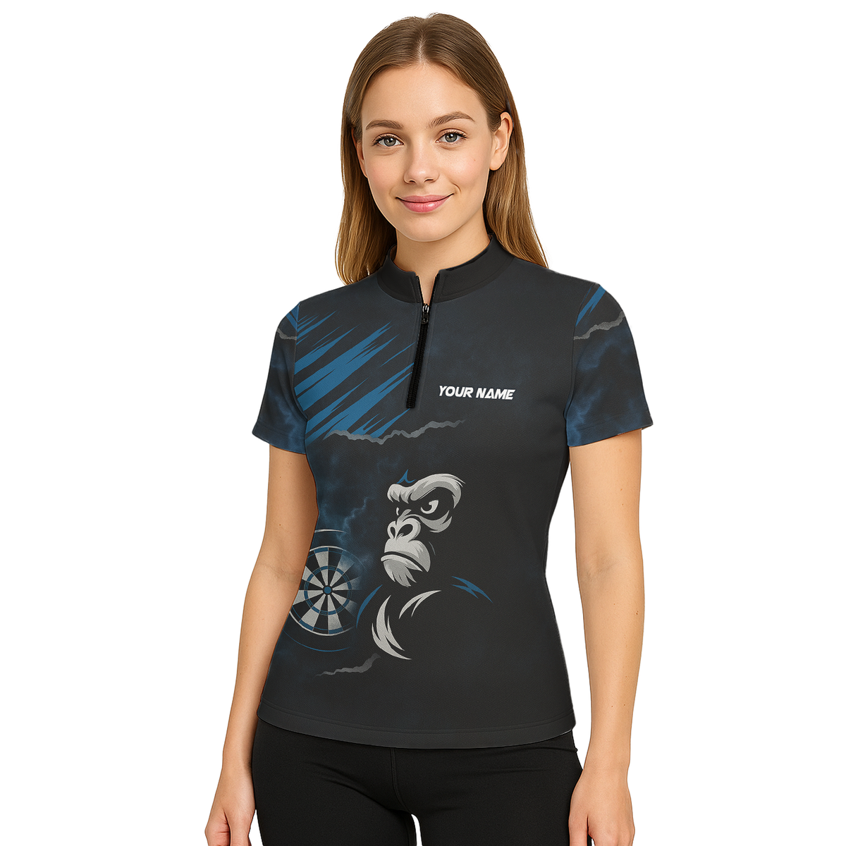 Personalized Gorilla Grunge Dart Polo Shirt Black Blue For Women Y4551 additional image 5