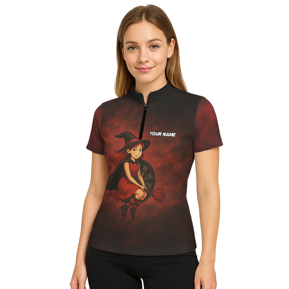 Personalized Halloween Witch Dart Polo Shirt Dark Red Black For Women N3590 additional image 5