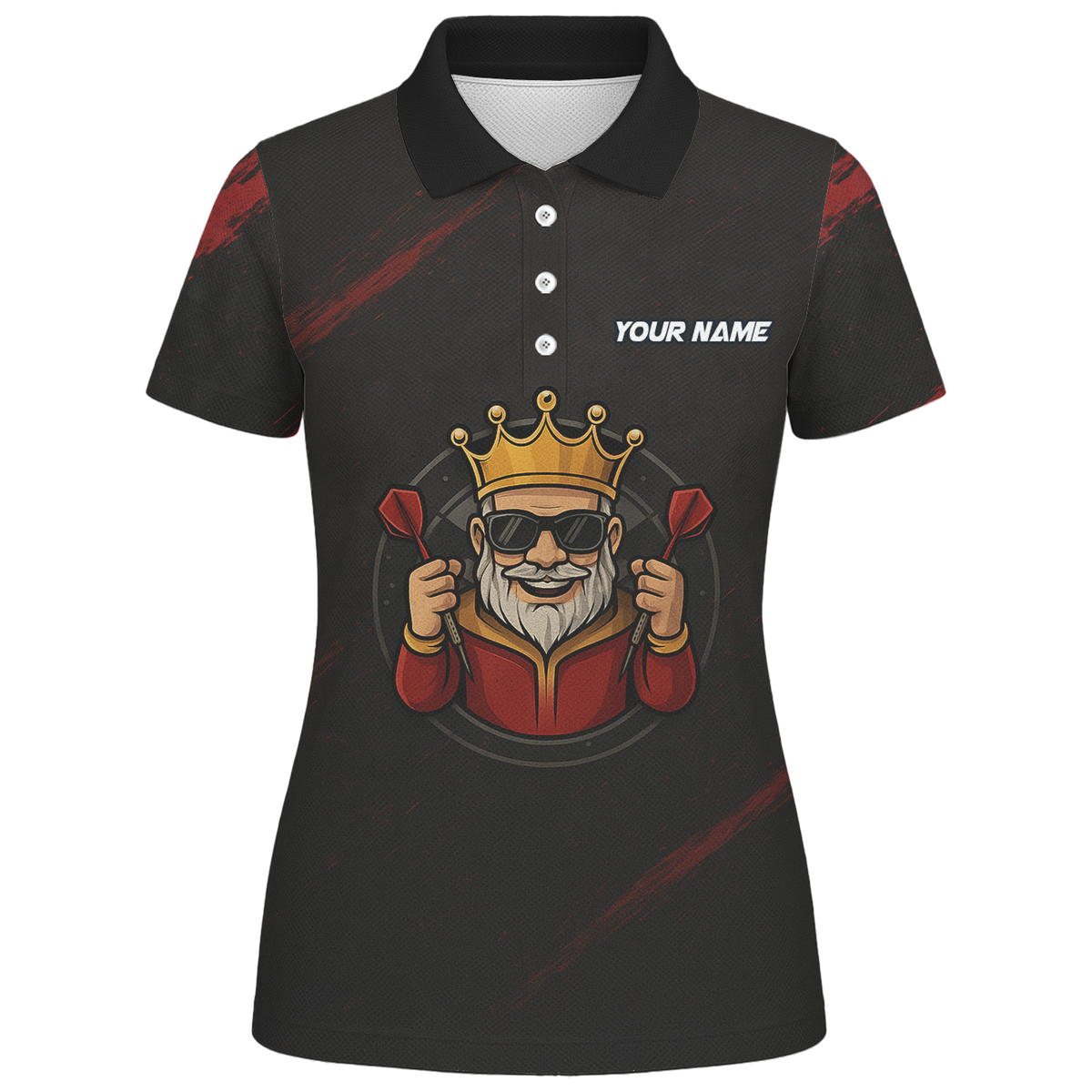 Personalized King Crown Dart Polo Shirt Black Red Grunge For Women B1780 additional image 1