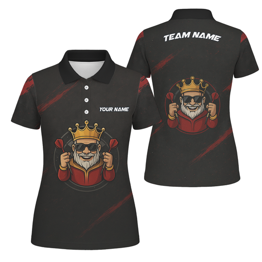 Personalized King Crown Dart Polo Shirt Black Red Grunge For Women B1780 main image - polo, Pocket No