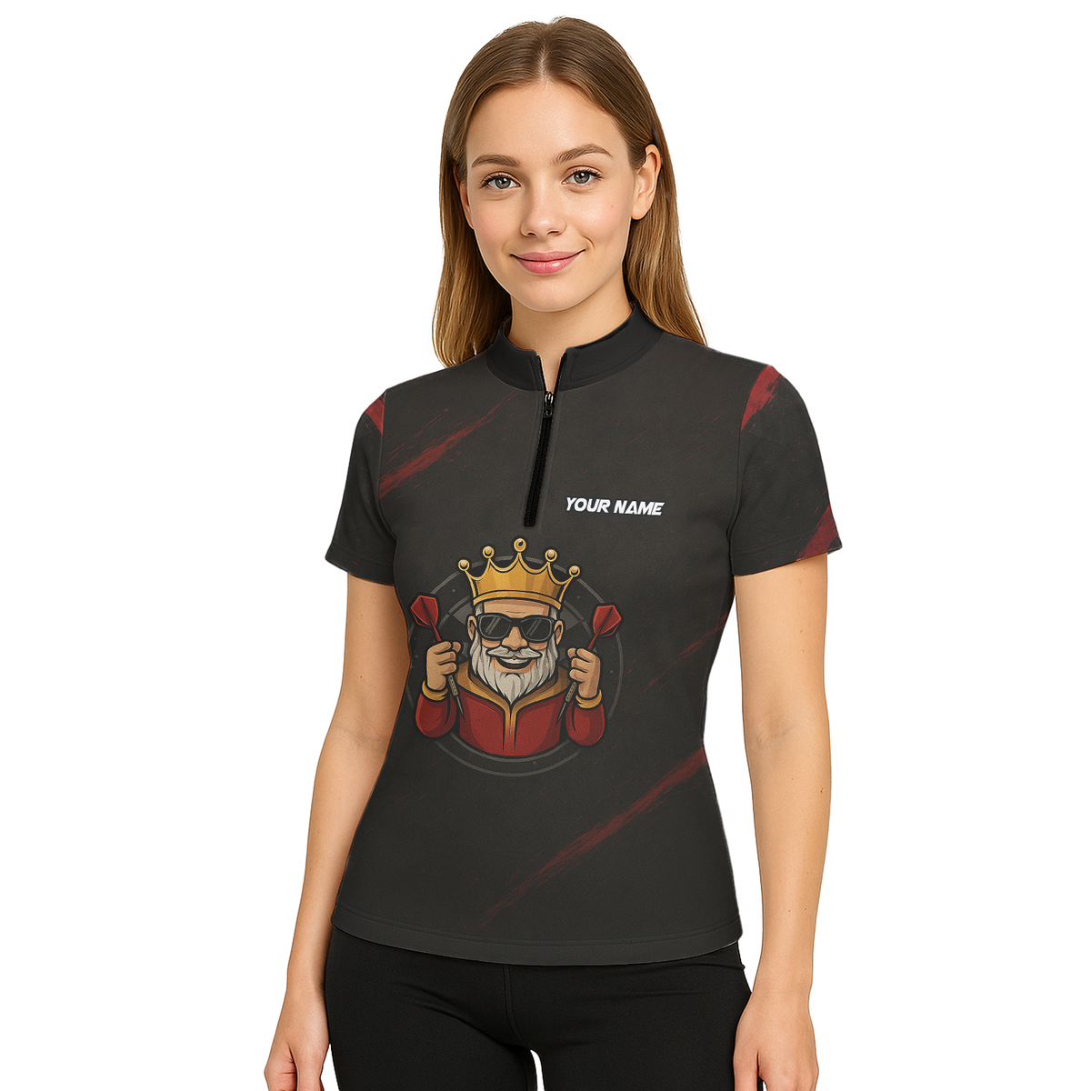 Personalized King Crown Dart Polo Shirt Black Red Grunge For Women B1780 additional image 5