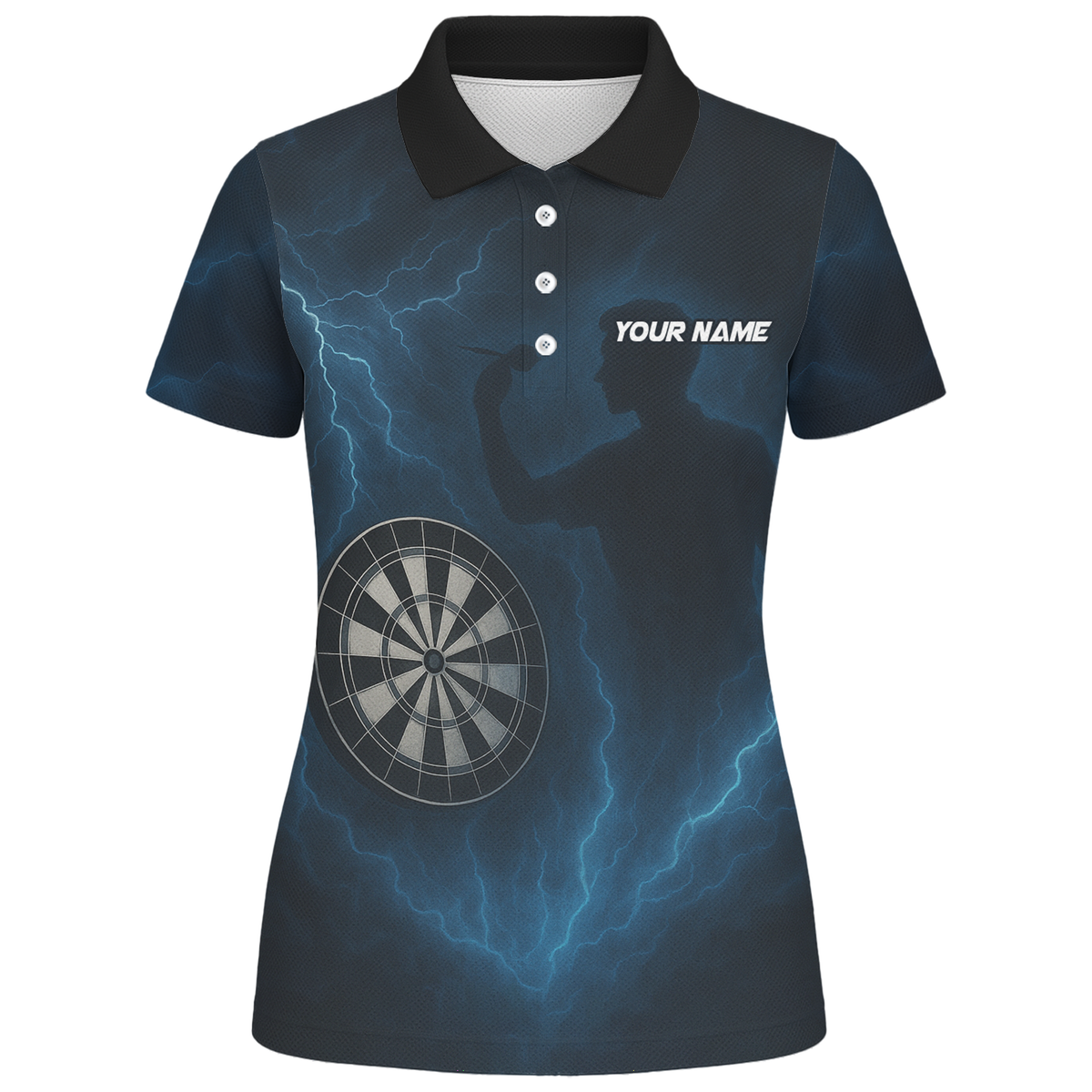 Personalized Lightning Storm Dart Polo Shirt Black Blue For Women X4512 additional image 1