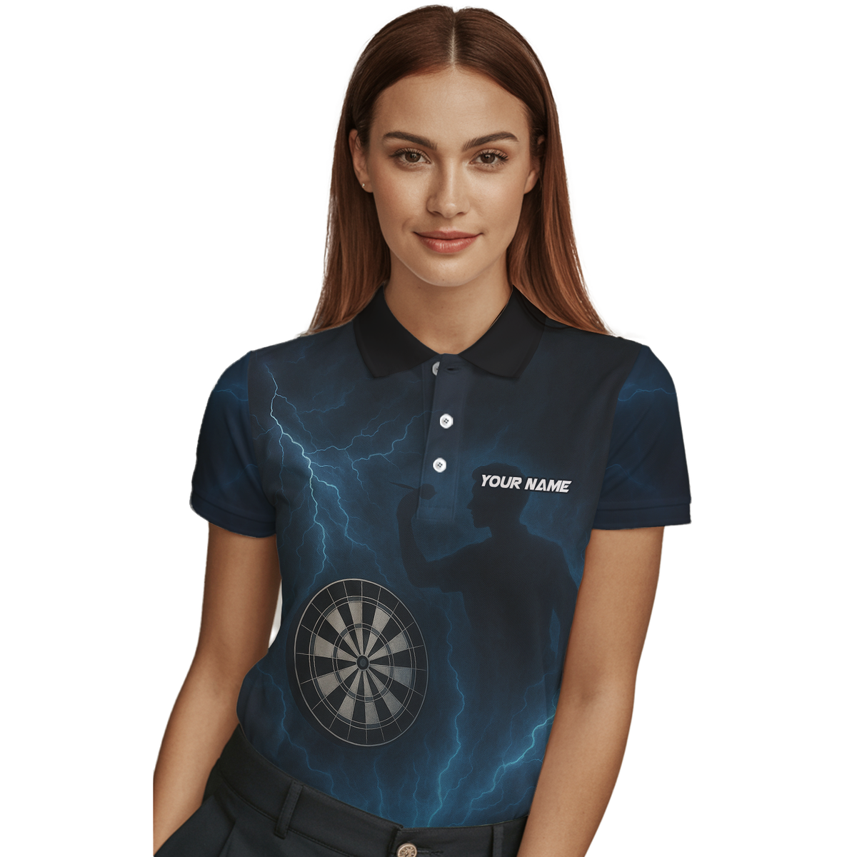 Personalized Lightning Storm Dart Polo Shirt Black Blue For Women X4512 additional image 3