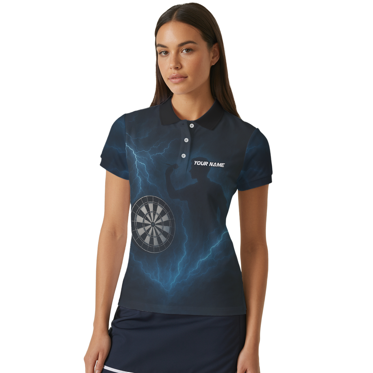 Personalized Lightning Storm Dart Polo Shirt Black Blue For Women X4512 additional image 4