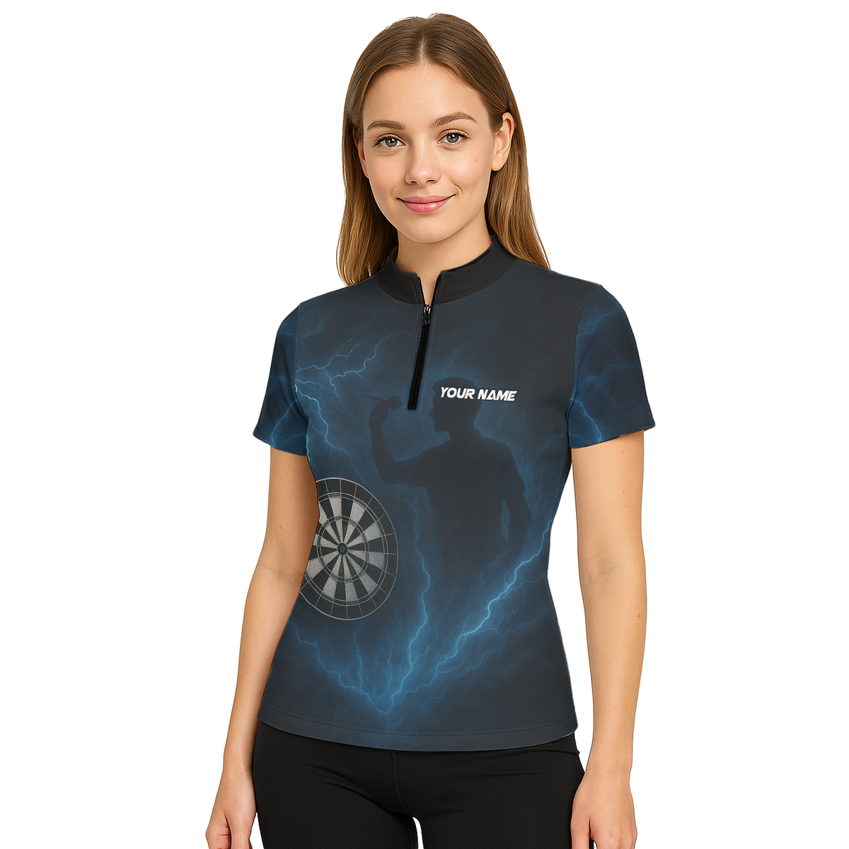 Personalized Lightning Storm Dart Polo Shirt Black Blue For Women X4512 additional image 5
