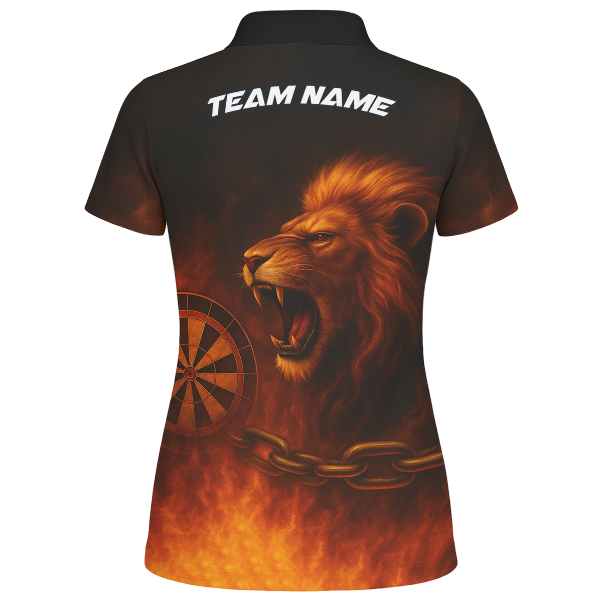 Custom Personalized Roaring Lion Fire Darts Polo Shirt Black Orange For Women T4859 additional image 2