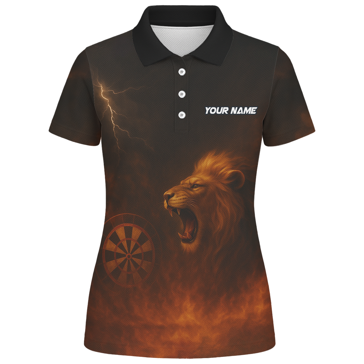 Personalized Lion Fire Lightning Dart Shirt Polo Black For Women Z4479 additional image 1