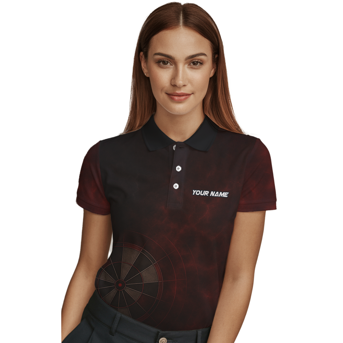 Personalized Dart Jersey Red Black Spider Grunge Dartboard Polo Shirt Custom Name Team For Women R7347 additional image 3