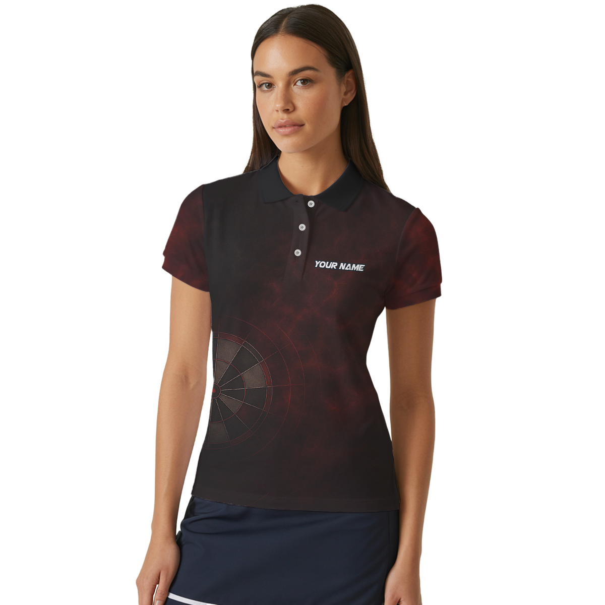 Personalized Dart Jersey Red Black Spider Grunge Dartboard Polo Shirt Custom Name Team For Women R7347 additional image 4