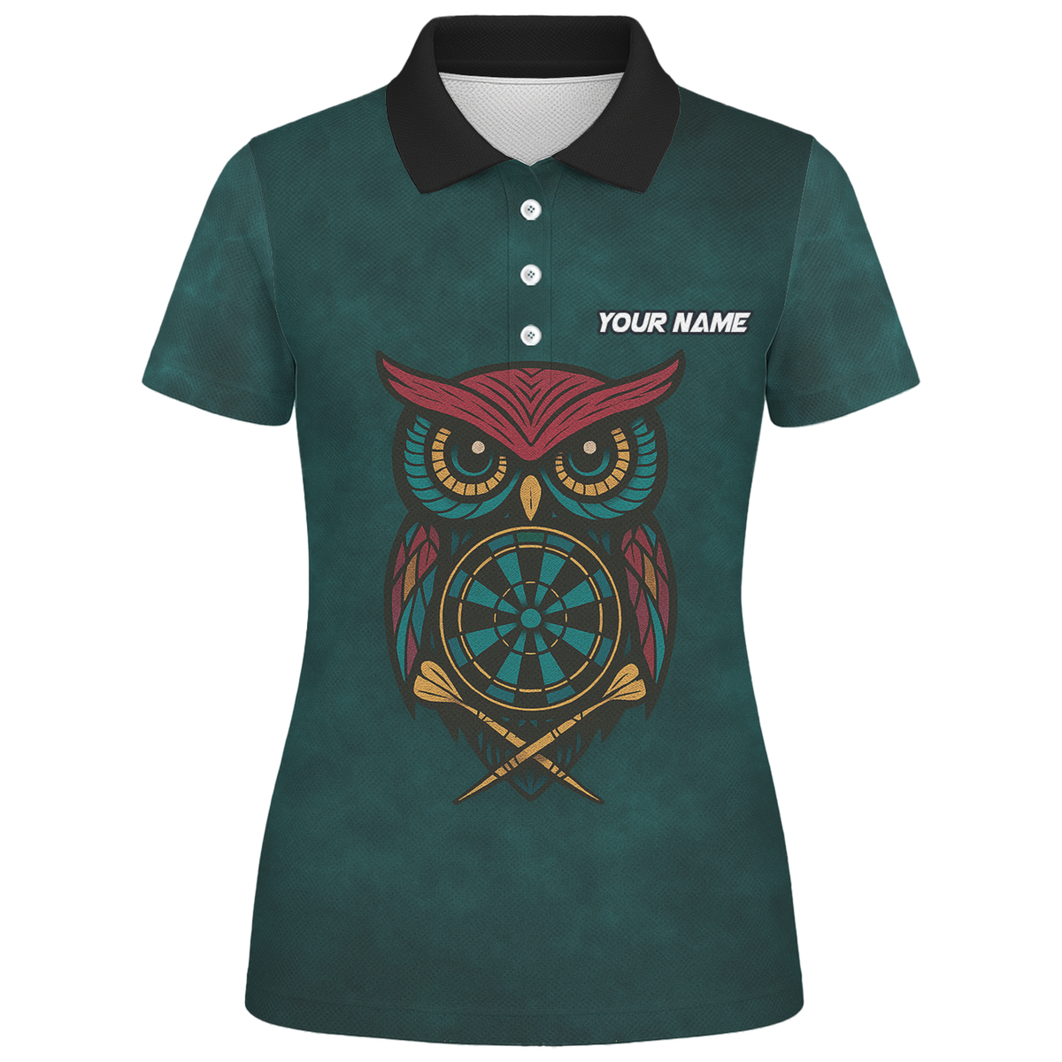 Personalized Owl Dart Polo Shirt Custom Name Team Dark Teal For Women I3881 additional image 1