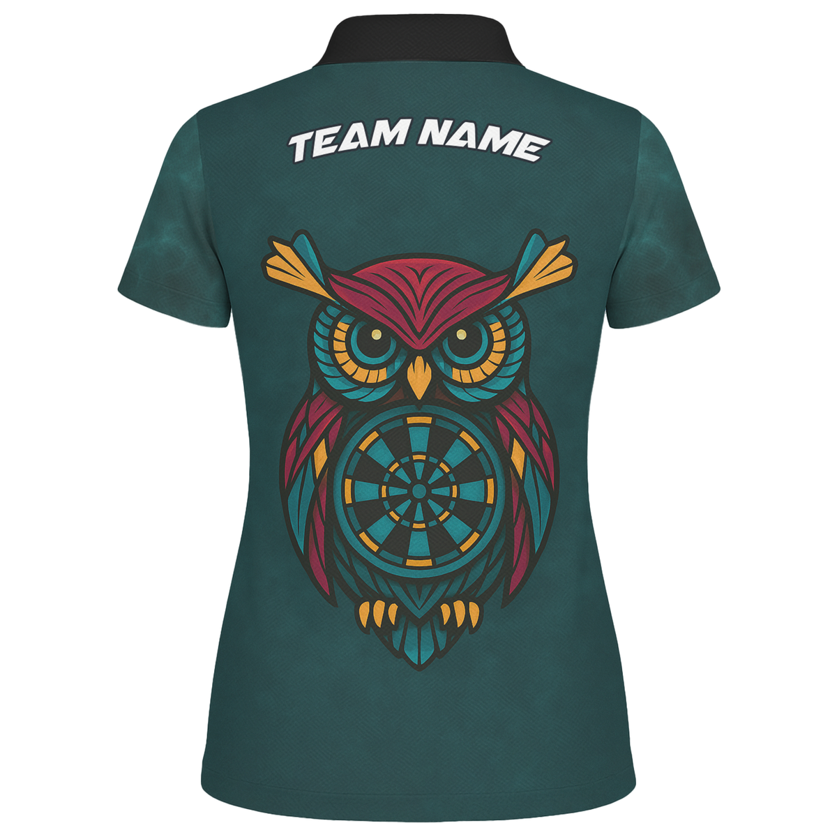 Personalized Owl Dart Polo Shirt Custom Name Team Dark Teal For Women I3881 additional image 2