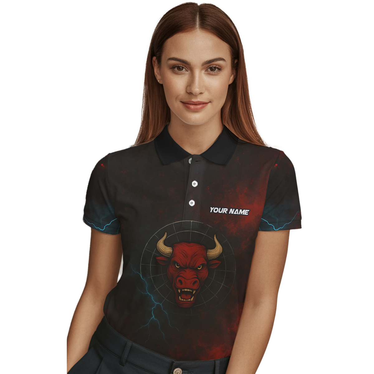 Personalized Red Bull Grunge Dart Polo Shirt Black Red For Women L3480 additional image 3