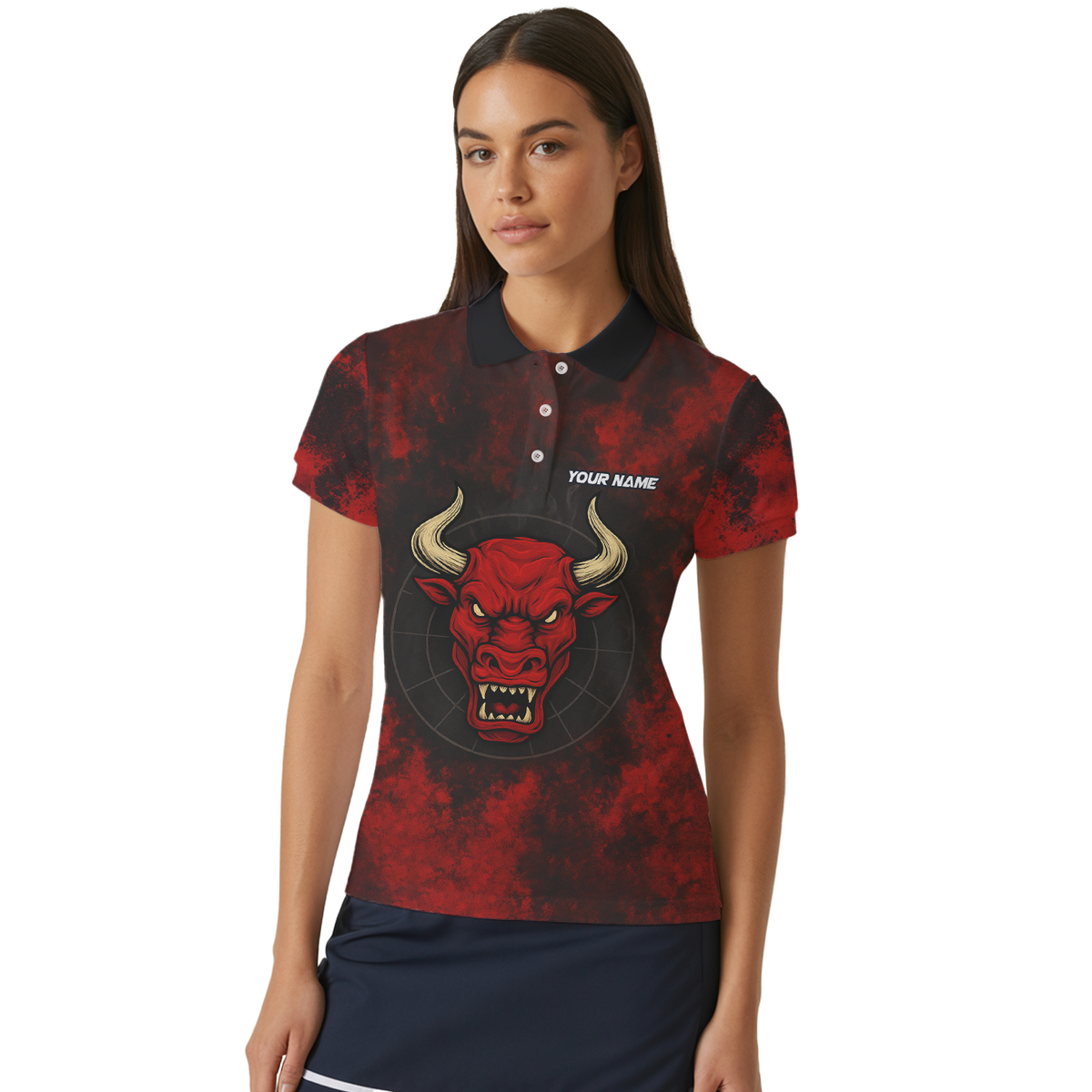 Personalized Red Bull Grunge Dart Polo Shirt Custom Name Team Red Black For Women W8023 additional image 4