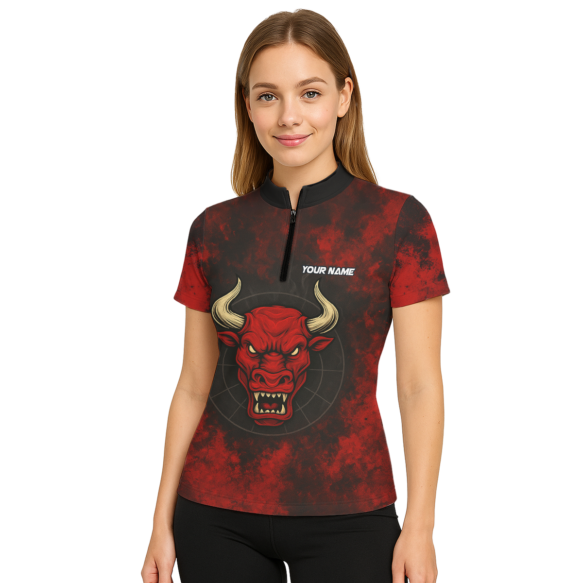 Personalized Red Bull Grunge Dart Polo Shirt Custom Name Team Red Black For Women W8023 additional image 5