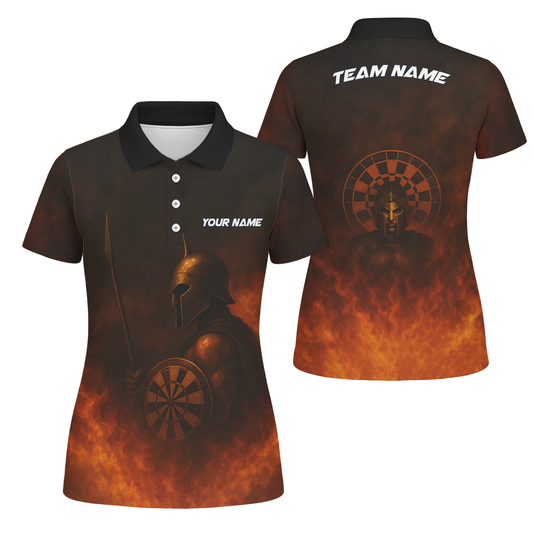 Personalized Spartan Fire Darts Polo Shirt Black Red For Women J3958 main image - polo, Pocket No