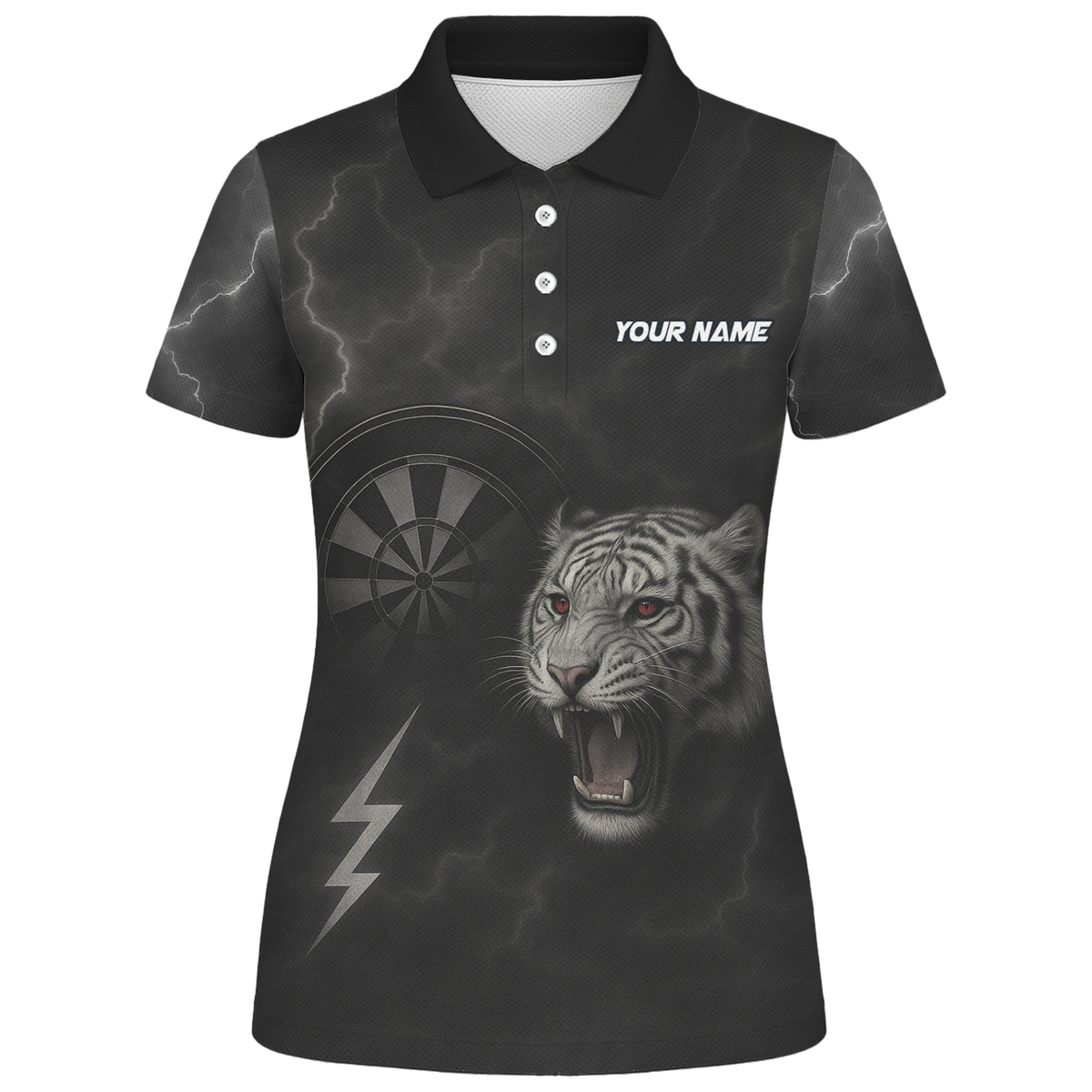 Custom Roaring Tiger Lightning Dart Jersey Polo Shirt Black Red Eyes For Women K4273 additional image 1