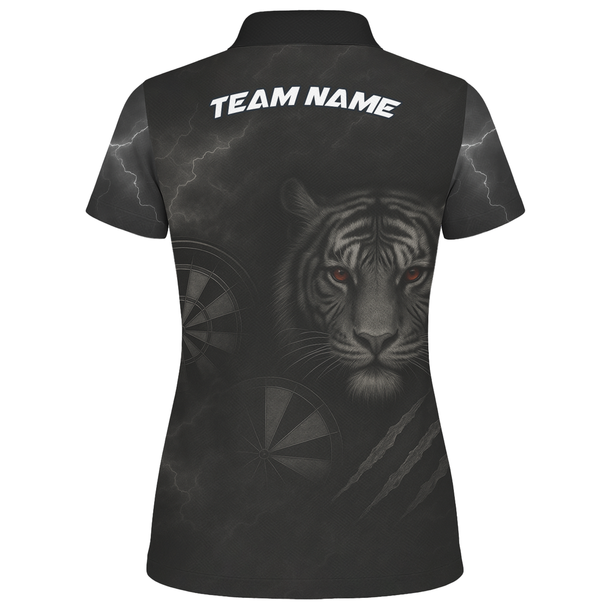 Custom Roaring Tiger Lightning Dart Jersey Polo Shirt Black Red Eyes For Women K4273 additional image 2