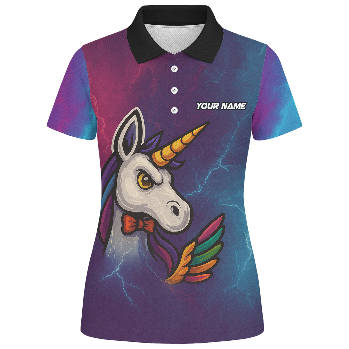 Personalized Unicorn Rainbow Lightning Dart Shirt Polo Purple Blue For Women B1140 additional image 1