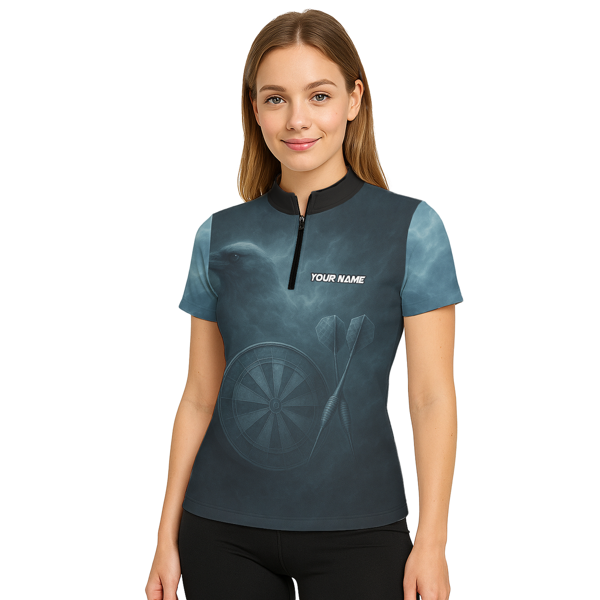 Personalized Viking Raven Skull Dart Jersey Polo Shirt Dark Blue For Women W1489 additional image 5