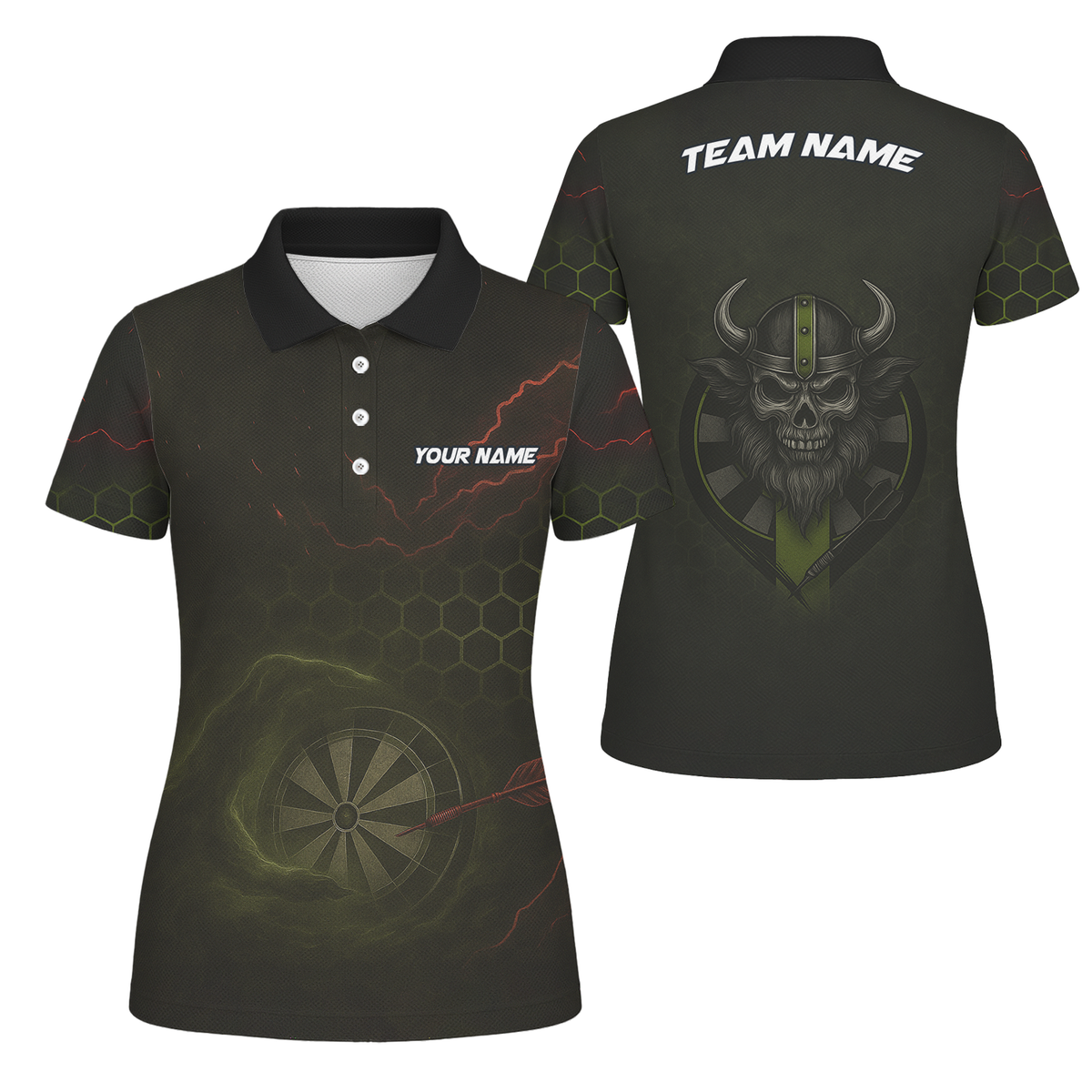 Personalized Viking Skull Dark Darts Jersey Polo Shirt Custom Name Team For Women K5251 main image - polo, Pocket No