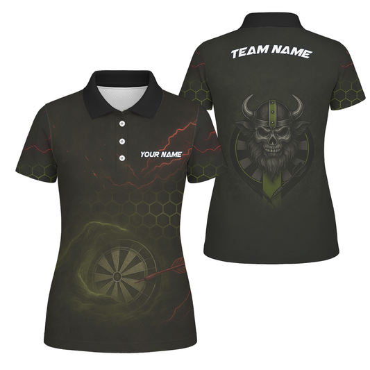 Personalized Viking Skull Dark Darts Jersey Polo Shirt Custom Name Team For Women K5251 main image - polo, Pocket No