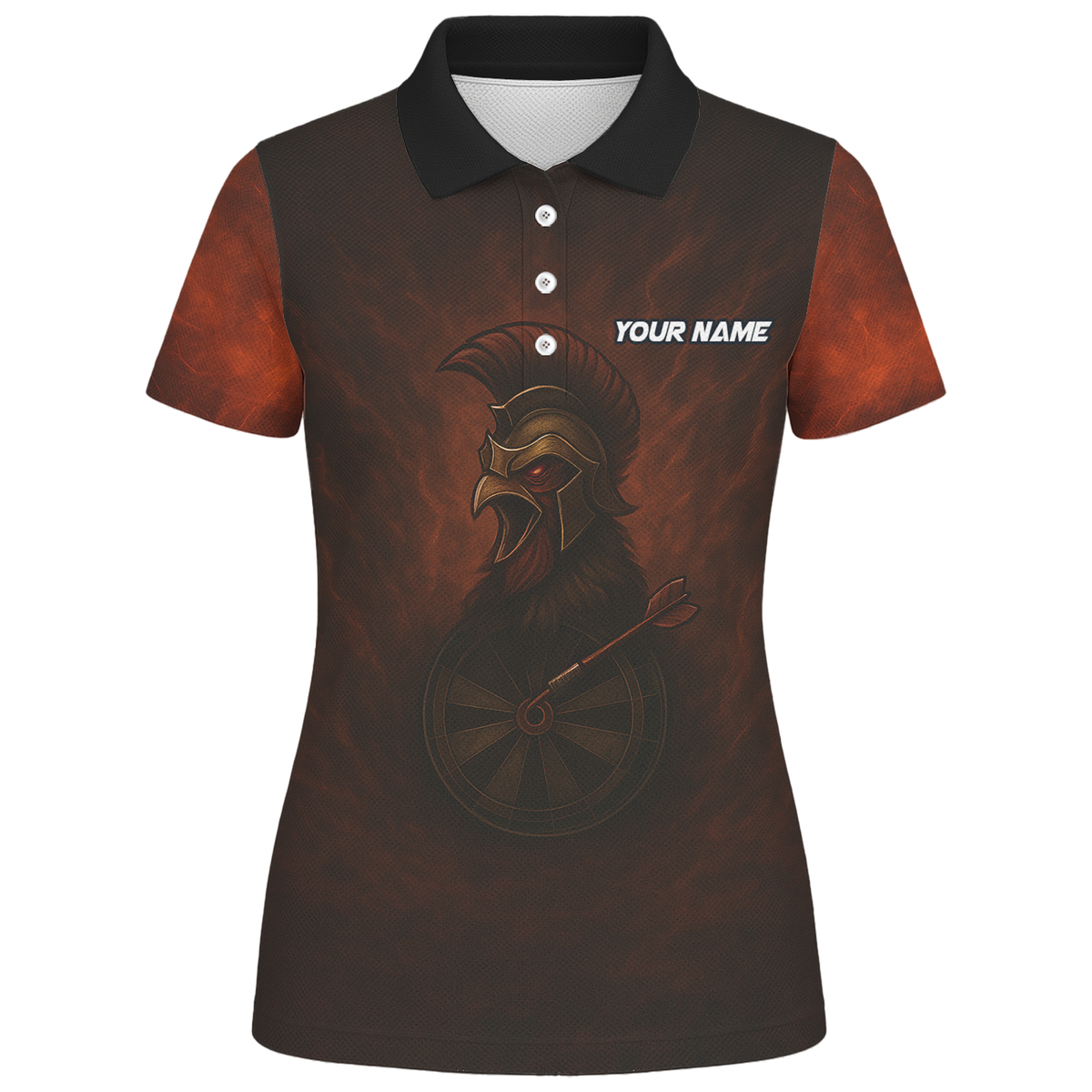 Custom Spartan Rooster Dart Polo Shirt Red Brown For Women D4679 additional image 1