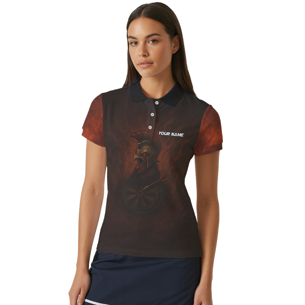 Custom Spartan Rooster Dart Polo Shirt Red Brown For Women D4679 additional image 4