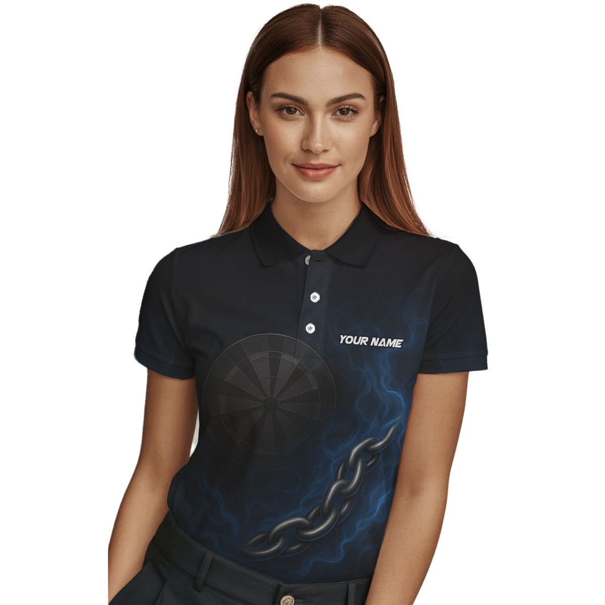 Personalized Scorpion Chain Dart Polo Shirt Black Blue For Women additional image 3