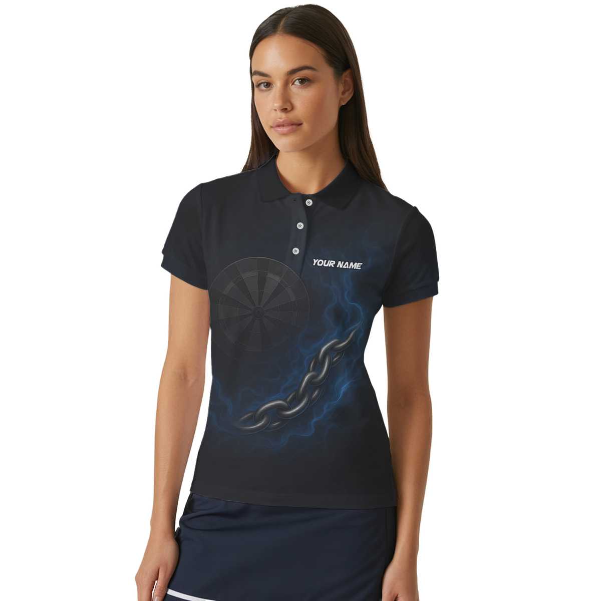 Personalized Scorpion Chain Dart Polo Shirt Black Blue For Women additional image 4