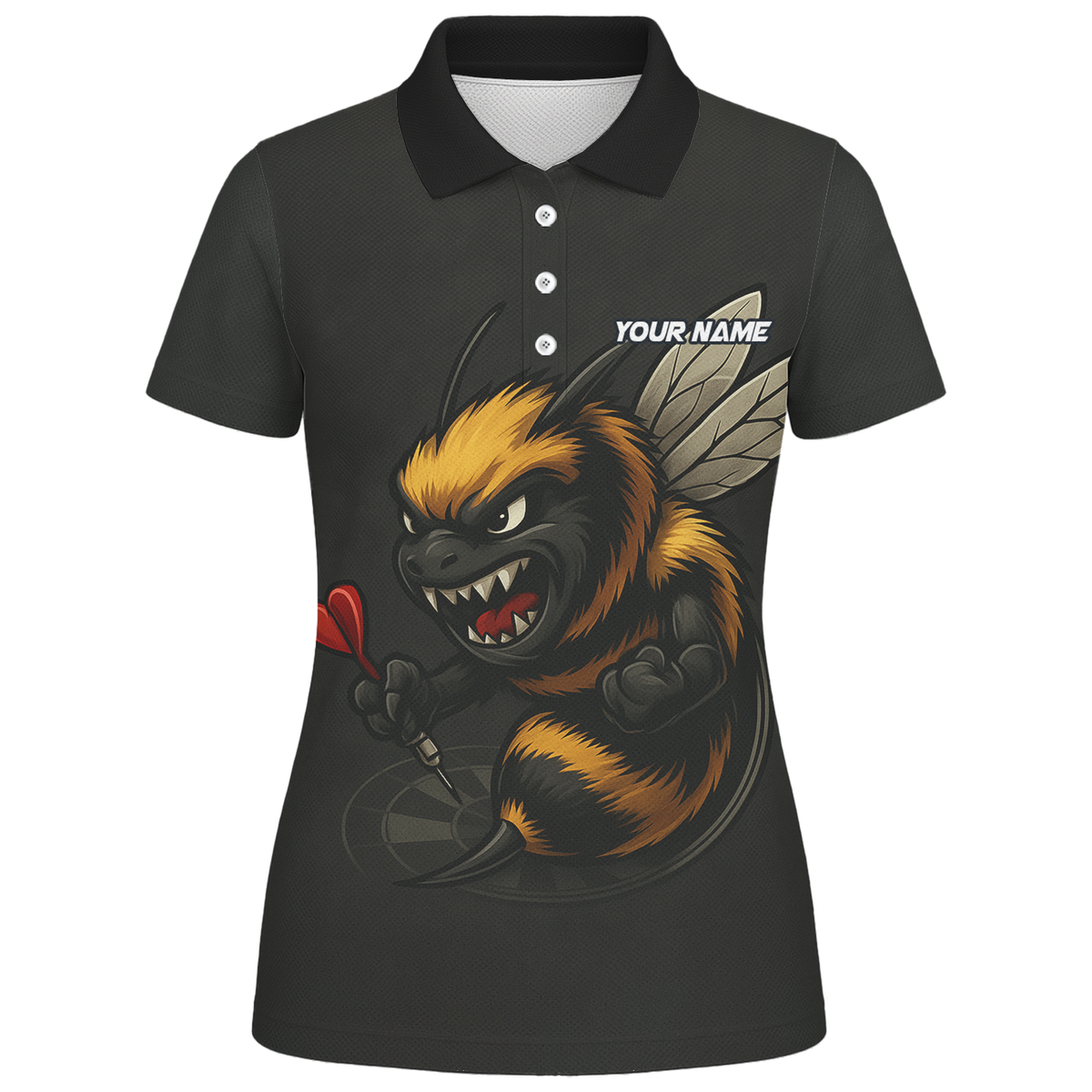 Personalized Angry Bee Dart Jersey Polo Shirt Black For Women F7624 additional image 1