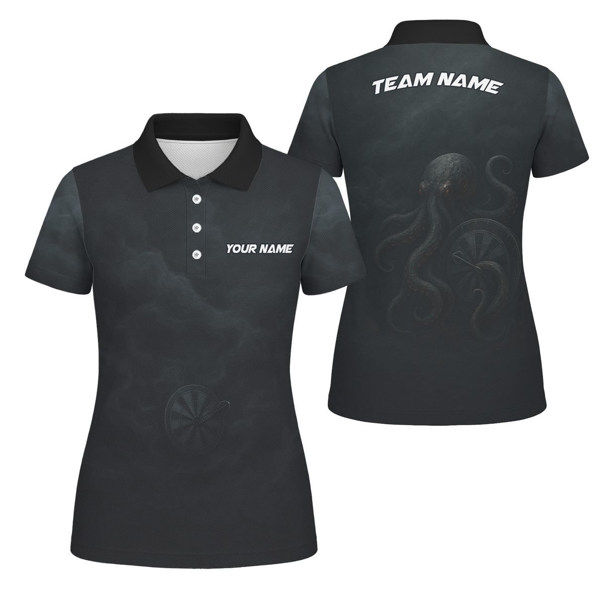 Personalized Black Kraken Octopus Dart Polo Shirt For Women X7981 main image - polo, Pocket No