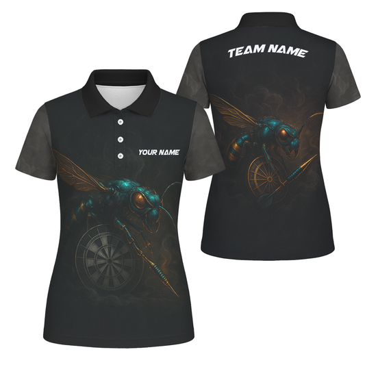 Personalized Black Wasp Dart Polo Shirt Custom Name Team For Women L1818 main image - polo, Pocket No