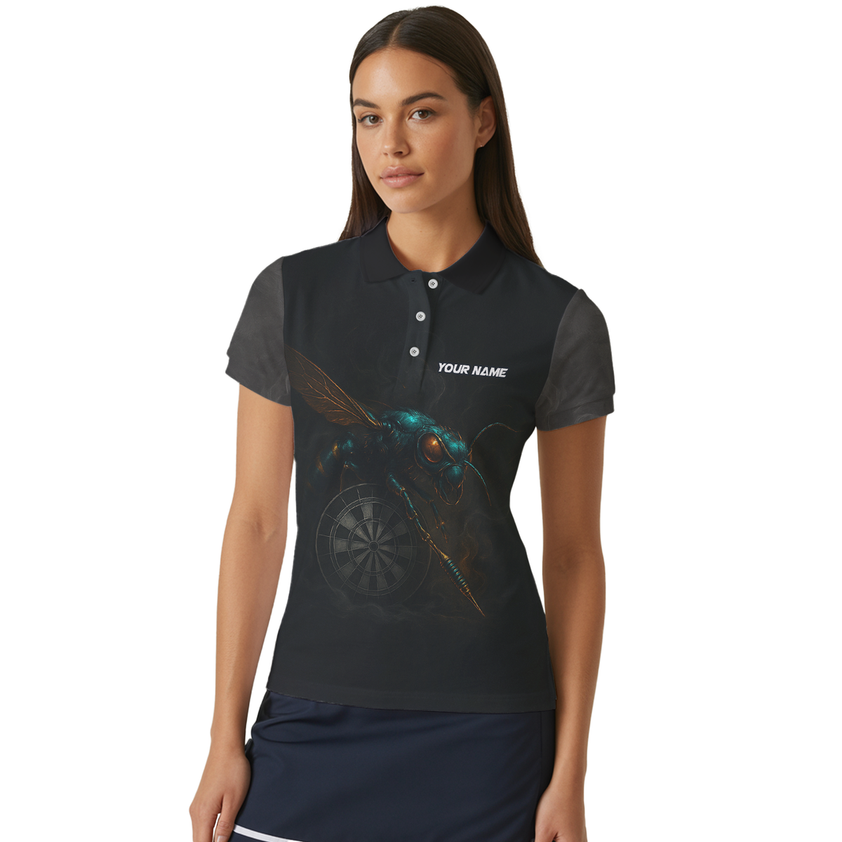 Personalized Black Wasp Dart Polo Shirt Custom Name Team For Women L1818 additional image 4