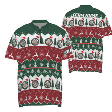 Kerstboom Snowflake Darts 1/4 Zip Shirt - Kerst Darts Shirt voor heren V642