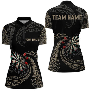 Women's Dart Quarter-Zip Shirt with Tribal Roll Motif - Tailored Dart Jersey K468