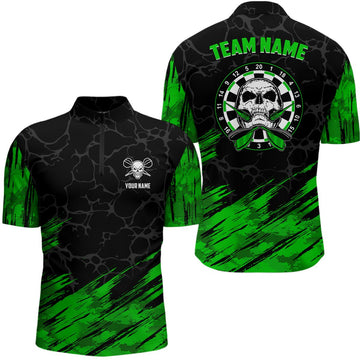 3D Dart Shirt with Skull Design, Green-Black, Men's Dart Jersey t6853