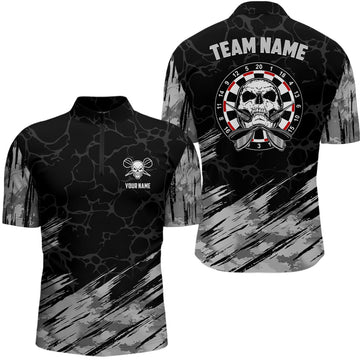 Dart Shirt with Skull Design - Grey and Black Dart Jersey for Men F917